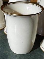 Set of 8 Lenox Porcelain Cordial Glasses VTG Cream & Gold Rim Shooter