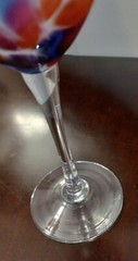 The Glass Forge Kaleidoscope WINE GLASS ~ Rainbow Frit Color MINT 2003