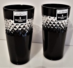 Vintage Waterford John Rocha Black Lead Crystal Vodka Shotes, Set of 2, Marked