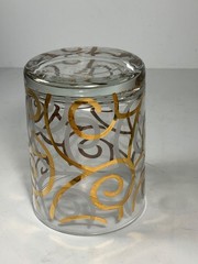 Set of 4 Vintage Culver 22 KT Gold Swirl Lowball Glasses 4.25 in.