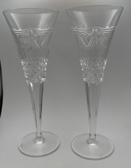 Waterford Crystal Millenium Peace Dove Toasting Flute Pair 9 1/4” Signed