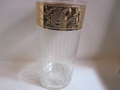 Rare Culver TYROL Embossed Gold Rim Highball Glass