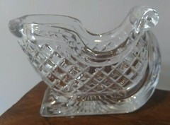 Heavy Crystal Sled 24% Lead Crystal ST George Holiday Centerpiece Candy Dish 
