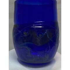 Frederick Warren Studio Art Glass Tumbler Handblown Glass Cup Blue 1993