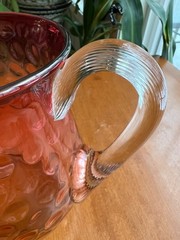 Vintage Amberina Baby Thumb Print Pitcher & 6 Shot Glasses; No Chips, Cracks