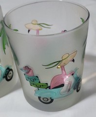 Anthropomorphic Flamingo Culver Frosted Glasses Set of 2 Pre-owned Vintage Retro