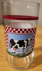 Vtg Indiana Fannie’s Farm Glass Cow Cooler Tumblers Glasses 16 oz Set of 6