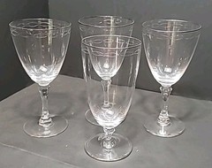 4 Lenox Sentiment Platinum 3 Water 7″ & 1 Iced Tea 6 1/2″ Goblets Glasses