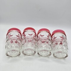 Kings Crown Ruby Red Flash Cranberry Set 4 Highball Tumblers Preowned.