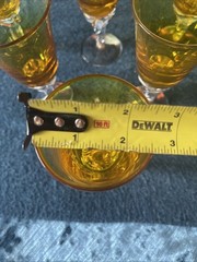 VTG Set Of 6 Golden Amber Twisted Stem Clear Bottom Cordial/Liqueur/Glasses