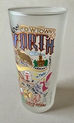 New CATSTUDIO Fort Worth Texas Frosted Drinking Glass Tumbler 2013 FREE SHIPPING