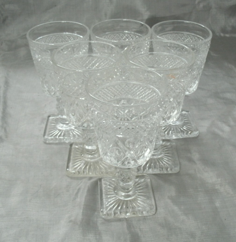 Vtg Imperial Glass CAPE COD Set of 6~5-1/2″ 8 oz Wine Goblets Glasses #1602 EC