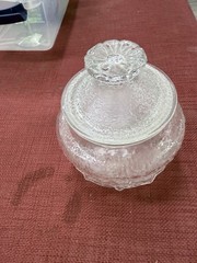 Anchor Hocking Rainflower Vintage Textured Clear Glass Canister Jar