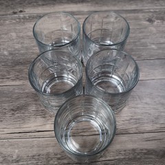 5 Anchor Hocking Tartan Clear Manchester Whiskey Glasses Old Fashion 3.5″ Rocks