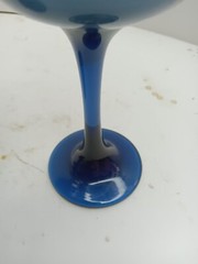 1970’S VINTAGE Libbey Tulip Connoisseur Water Wine Goblets Dusky Blue Glasses