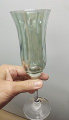 Iridescent Green Blue Turquoise Swirl Art Glass Champagne Flutes Set of 4