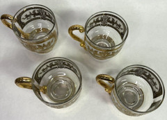 Vintage Set of 4 Russian Martini Cocktail Handled Glasses Mugs Cups