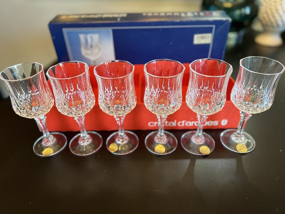 cristal d’argues LONGCHAMP 6 1/2” Wine Glasses Set of 6 In Box