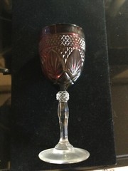 ANTIQUE RUBY – CRIS D’ARQUES – 6 WATER GOBLETS – M