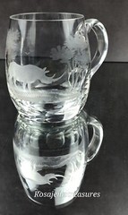 QUEEN LACE Kenyan-African Hand Blown Crystal Glasses, African Wildlife, Etched