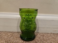 Indiana Glass Juice Glass 4 Fl Oz, Green Ship Design Vintage