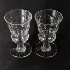 PONTARLIER ABSINTHE GLASSES w RESERVOIR, Cut Crystal, 5 1/2″, 8 Oz, FRANCE, 2PCS