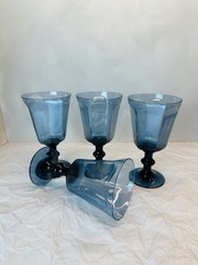 VIntage Lenox Antique Dark Blue Crystal Glass Set of 4 Goblet Wine Glasses