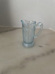 Fenton Dorothy Taylor Ice Blue Opal Wine &Roses Carnival Glass Miniature Pitcher