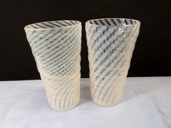 Set of 2 Fenton French Opalescent Glass Spiral Optic BARCELONA Tumblers