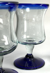 Hand Blown Blue Rimmed Cocktail Glasses 5″ with a 5oz Capacity
