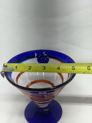 VTG Kosta Boda Royal Caribbean Cobalt Blue Gold Swirl Martini Margarita Glass