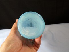 Vintage Fenton Blue Opalescent Glass Coin Spot or Dot Optic Tumbler 5 1/8″ Tall