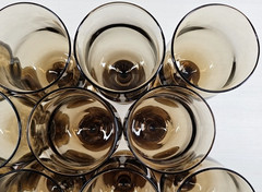 11 Libbey Connoisseur Tawny Water Goblets Set Vintage Elegant Stemware Retro Lot