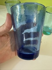 Fire & Light 12oz Tumblers Textured Glass Set Of 4: 2 Aqua And 2 Cobalt
