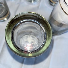 Set 4 Vtg Glasses Culver Tall Highball Tumbler Gold Rings Swirl MCM 60s XL 16 Oz