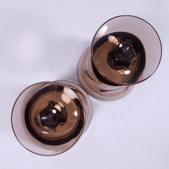 Vintage FOSTORIA Jamestown Brown Smoky Swirl Glass Footed WATER GOBLET GLASS SET
