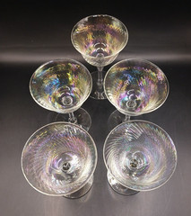 Set of 4 Vintage/Antique Delicate Iridescent Optic Ripple Cordial 4-1/4″Glasses