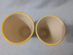 Pair (2) Franciscan Small Fruit Tumbers, Embossed Hand Painted, USA-VTG 1949-54