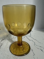 Indiana Glass Amber 12oz Thumbprint Pedestal Goblet