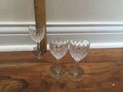 SET 3 FRANCE Mini Vintage Crystal/Glass Wine Sherry Cordial Glass CUT BOWL 4»