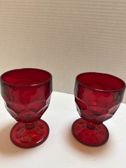 Vintage Viking Glass Ruby Red Goblets Set of 2 Hand Made USA Mid Century