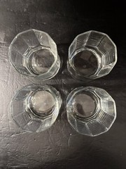 Vintage Anchor Hocking Essex Clear 10 Panel Footed Juice Glasses 6 oz Set 4