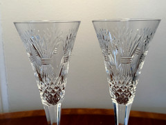 Set of 2 WATERFORD CRYSTAL Millennium Prosperity Wheat Champagne Toasting Flutes