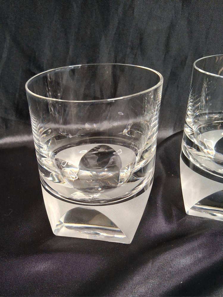 Rosenthal Studio Line SKAL Square Base Frosted Accent Whiskey Glasses Set Of 3