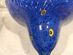 2 Large Hand Blown Blue Margarita Glasses Millefiore Murano Style 20 oz Capacity
