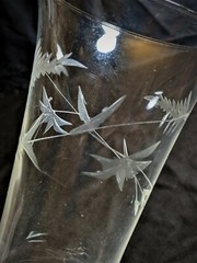 Set of (3) Vintage Weston Floral Etched Crystal 12 oz Iced Tea Water Glasses
