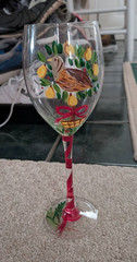 Twelve Days of Christmas Hand Painted 9″ Wine Goblet / Glass Replacements Single