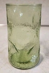 Green Decatur TexGlass Glasses 60’s Thumbprint Seeded Set Of 6 MCM