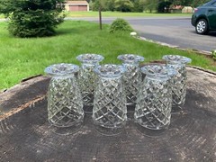 Waterford Waffle Set Six 5.25″ Tumblers Hocking Depression Glass 1938-44 Clear
