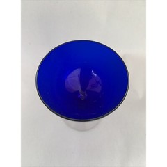 VINTAGE MORGANTOWN GLASS GOLF BALL COBALT RITZ BLUE STEM LIQUOR COCKTAIL